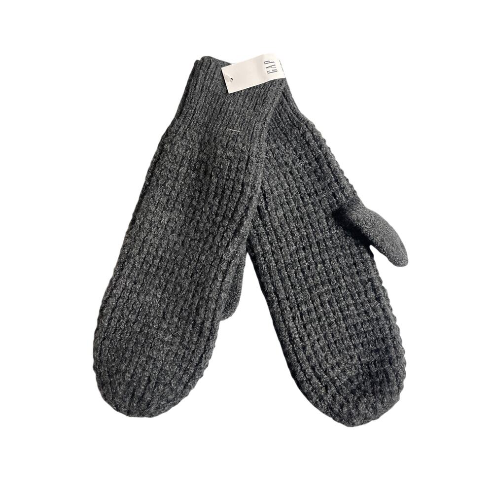 NEW GAP Factory Women's Gray Waffle Knit Winter Snow Warmer Mittens Gloves OS